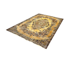 Gelber Vintage-Teppich, Maße 191x302 cm.