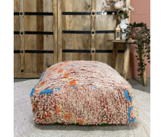 Marokkanischer Pouf in Beige/Lila