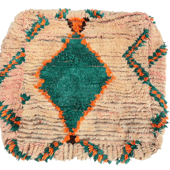 Marokkanischer Pouf in Orange und Grün
