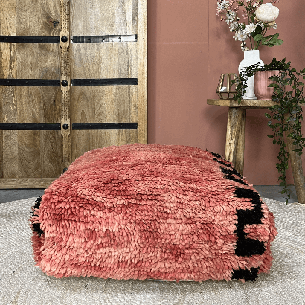 Berber-Pouf in Rosa und Schwarz