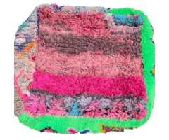 Marokkanischer Pouf in Rosa und Grün
