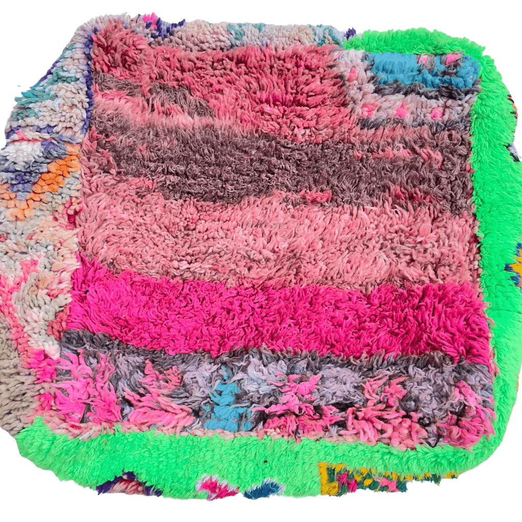 Marokkanischer Pouf in Rosa und Grün
