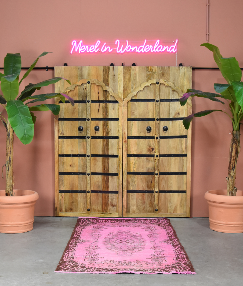 Vintage Teppich 120x208 cm in Dunkelrosa