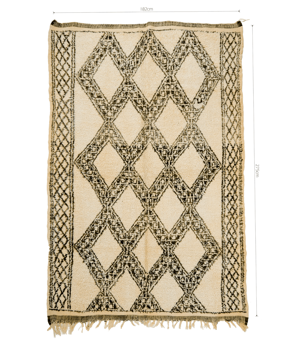 Marokkanischer Teppich in Schwarz-Weiß, Große 182x275cm