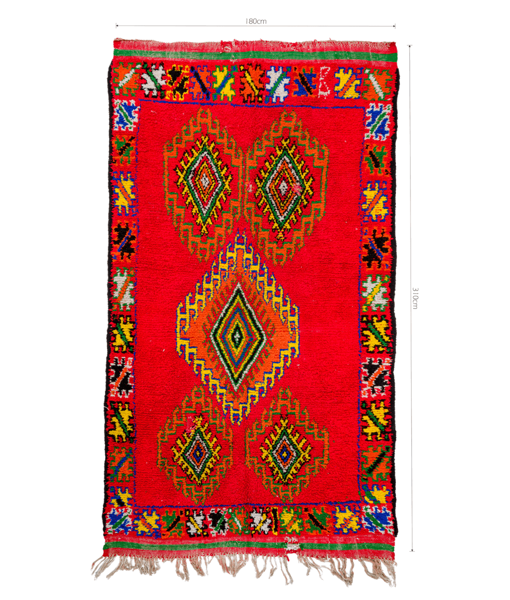 Marokkanischer Teppich in Rot, 180x310 cm