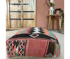 Marokkanischer Pouf in Rosa/Orange