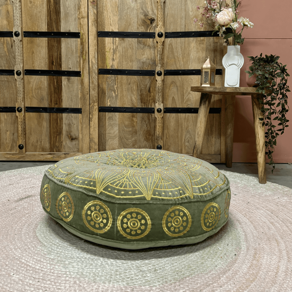 Samt Bodenkissen grün