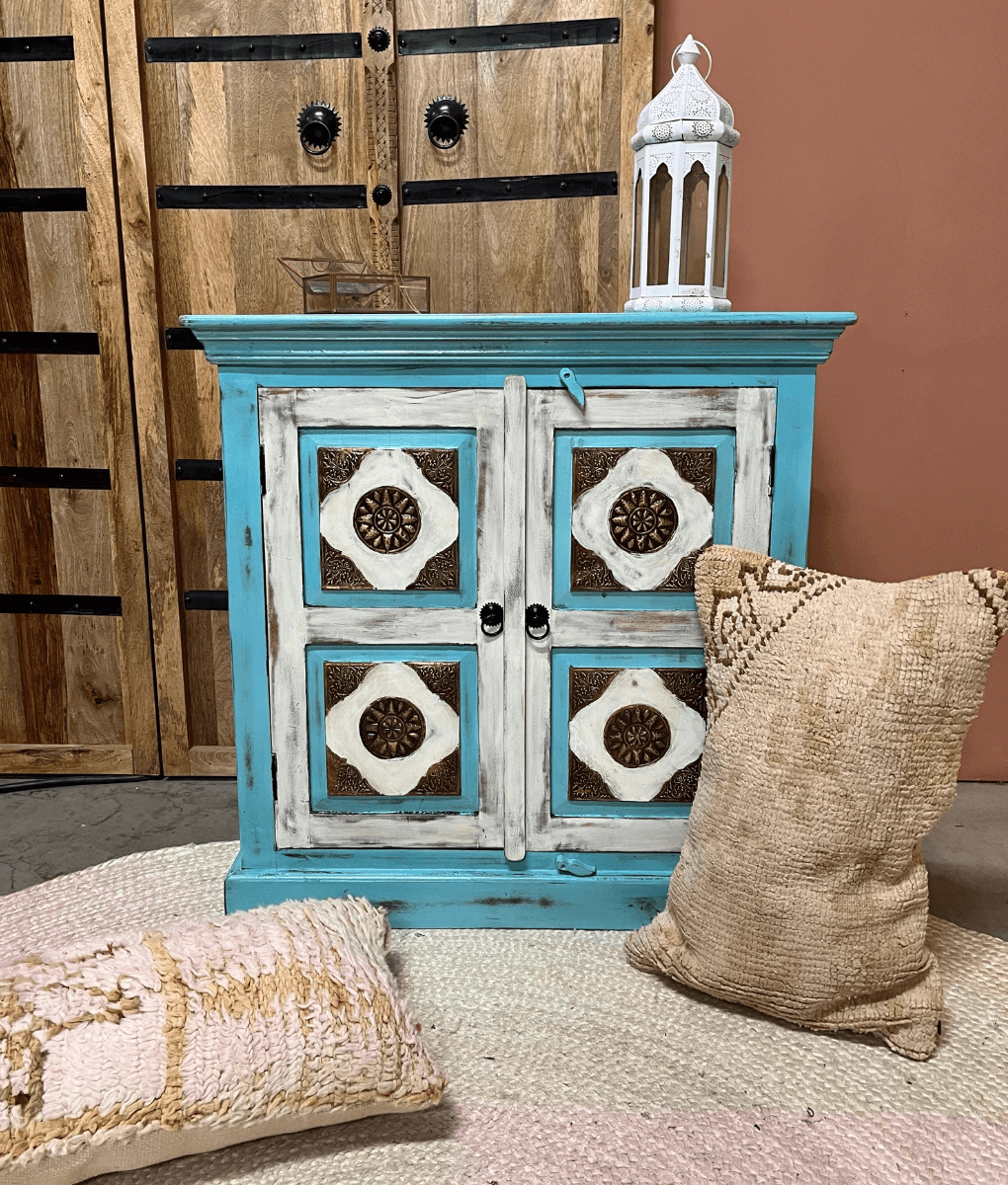 Aladdin Sideboard aus Messing/Blau