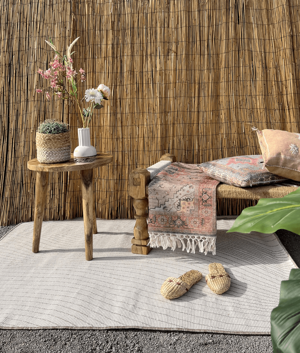 Wonder Rugs Jute-Außenteppich Wave weiß