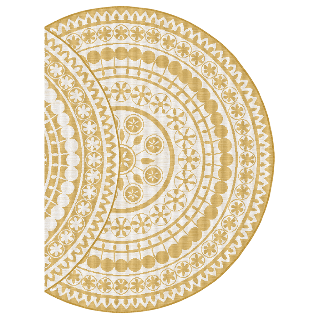 Wonder Rugs Runder Outdoor-Teppich in Jute-Optik in Ockergelb