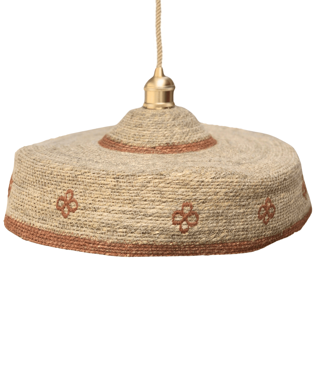 Lampenschirm aus Seegras, Blumen-Terra