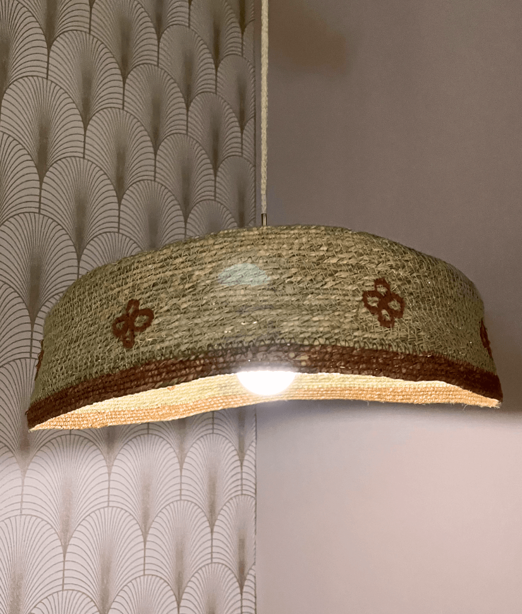 Lampenschirm aus Seegras, Blumen-Terra