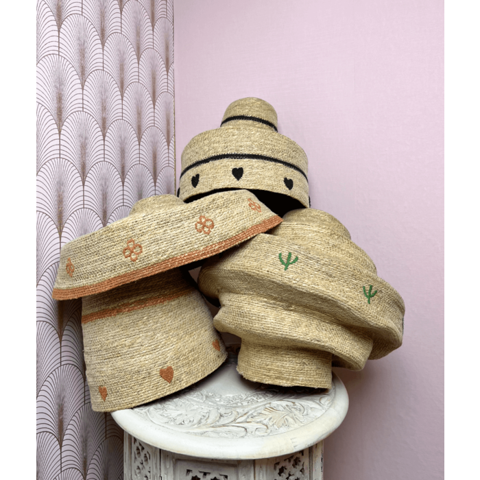 Lampenschirm aus Seegras, Blumen-Terra