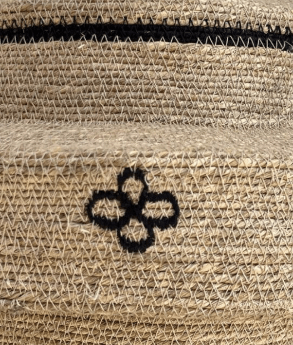 Lampenschirm aus Seegras, Blume, schwarz