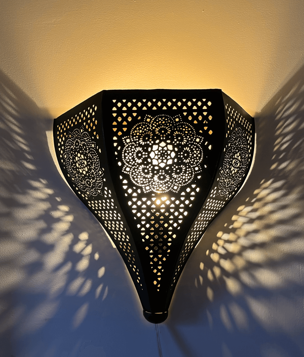 1001 Nachtwandleuchte Flower schwarz/gold