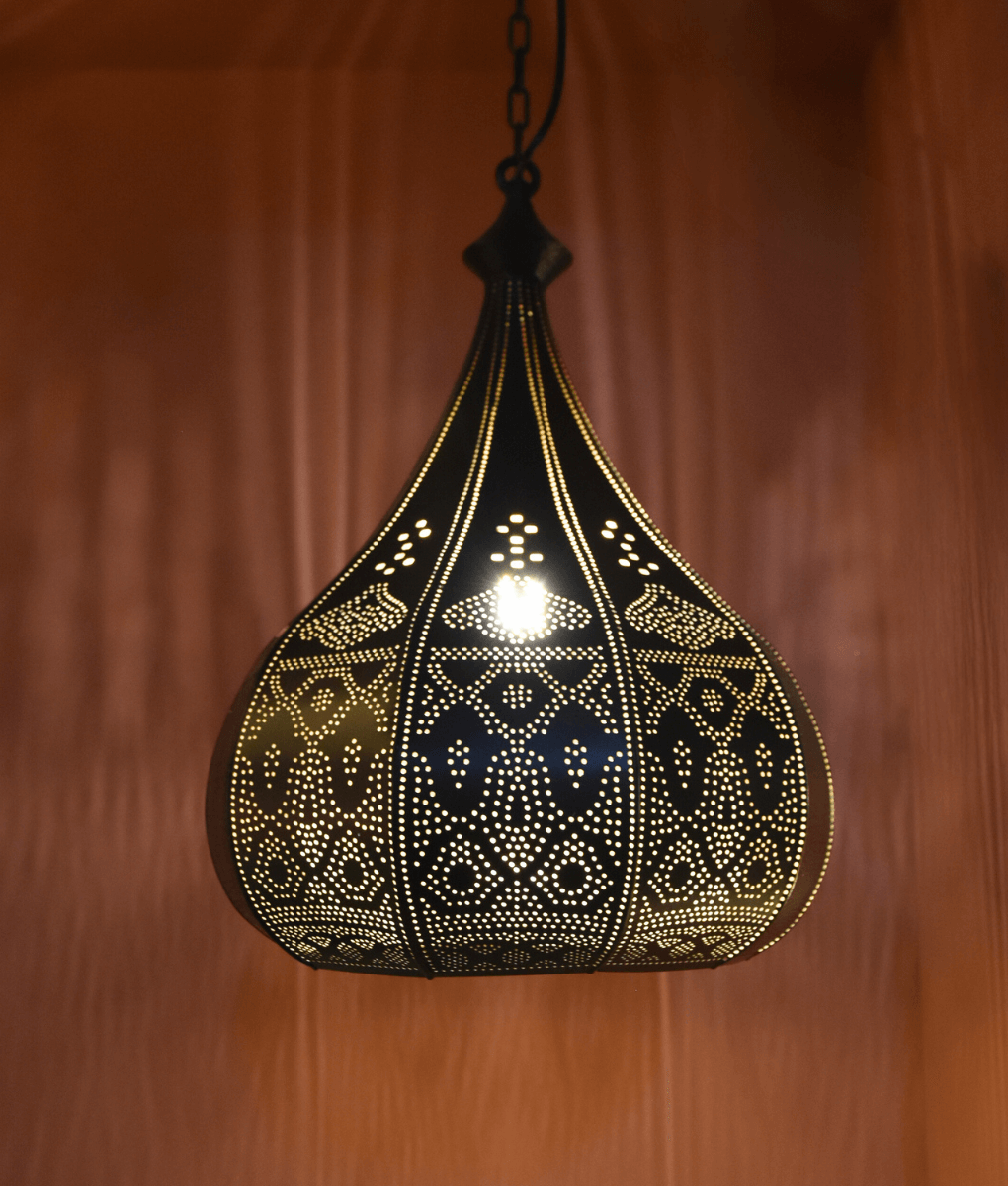 Orientalische Hängelampe Filigran schwarz/gold