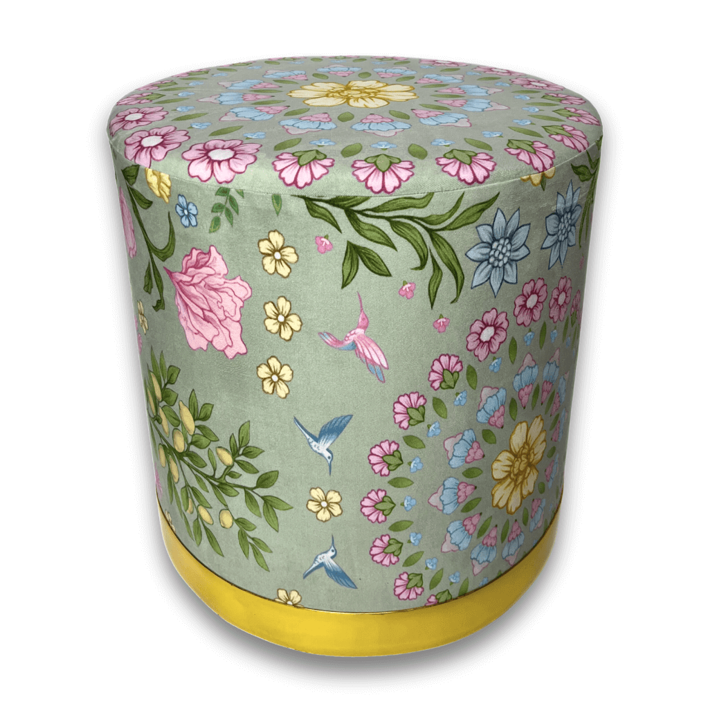 Pouf Garden aus grünem Samt