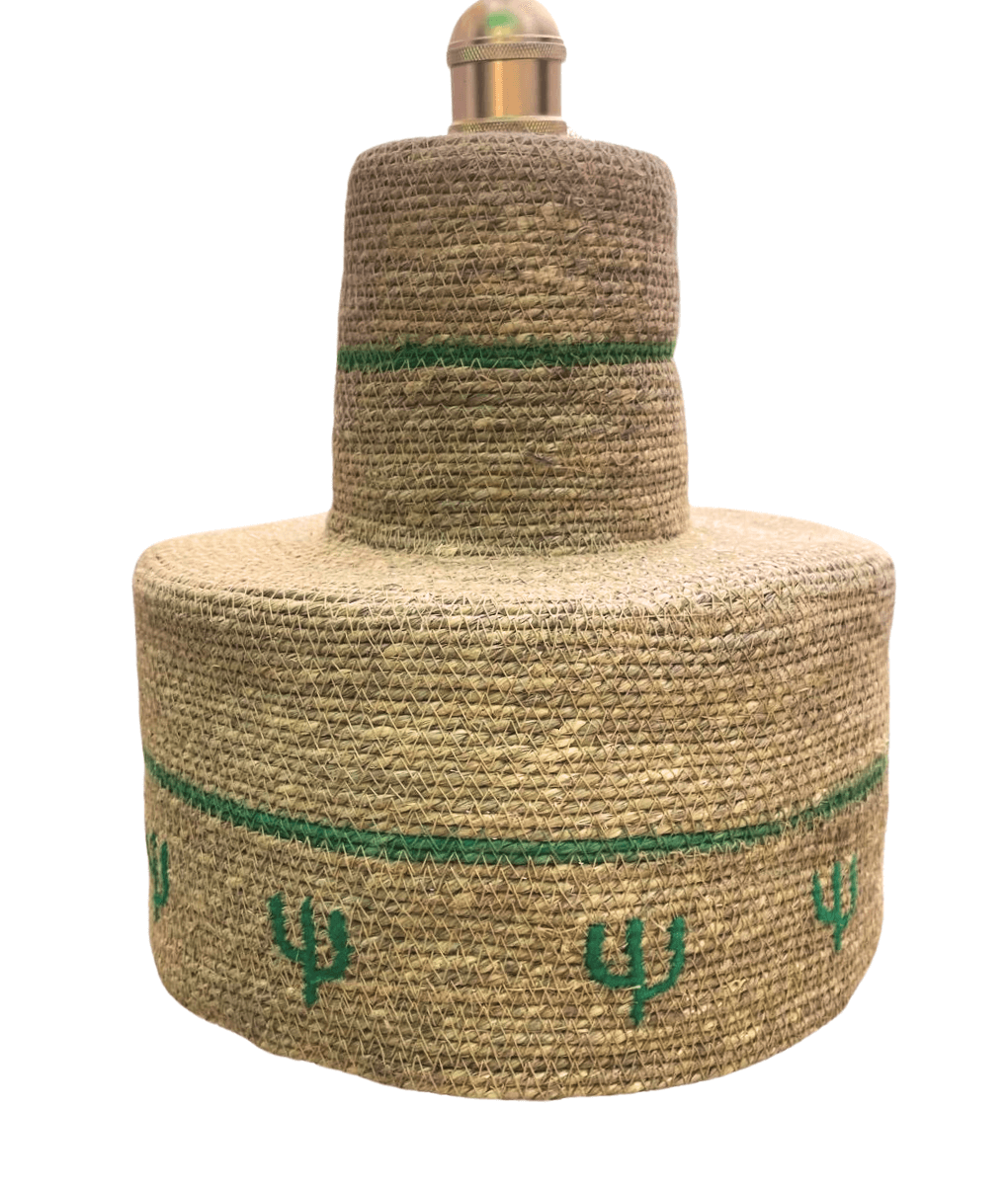 Lampenschirm aus Seegras, Kaktusgrün