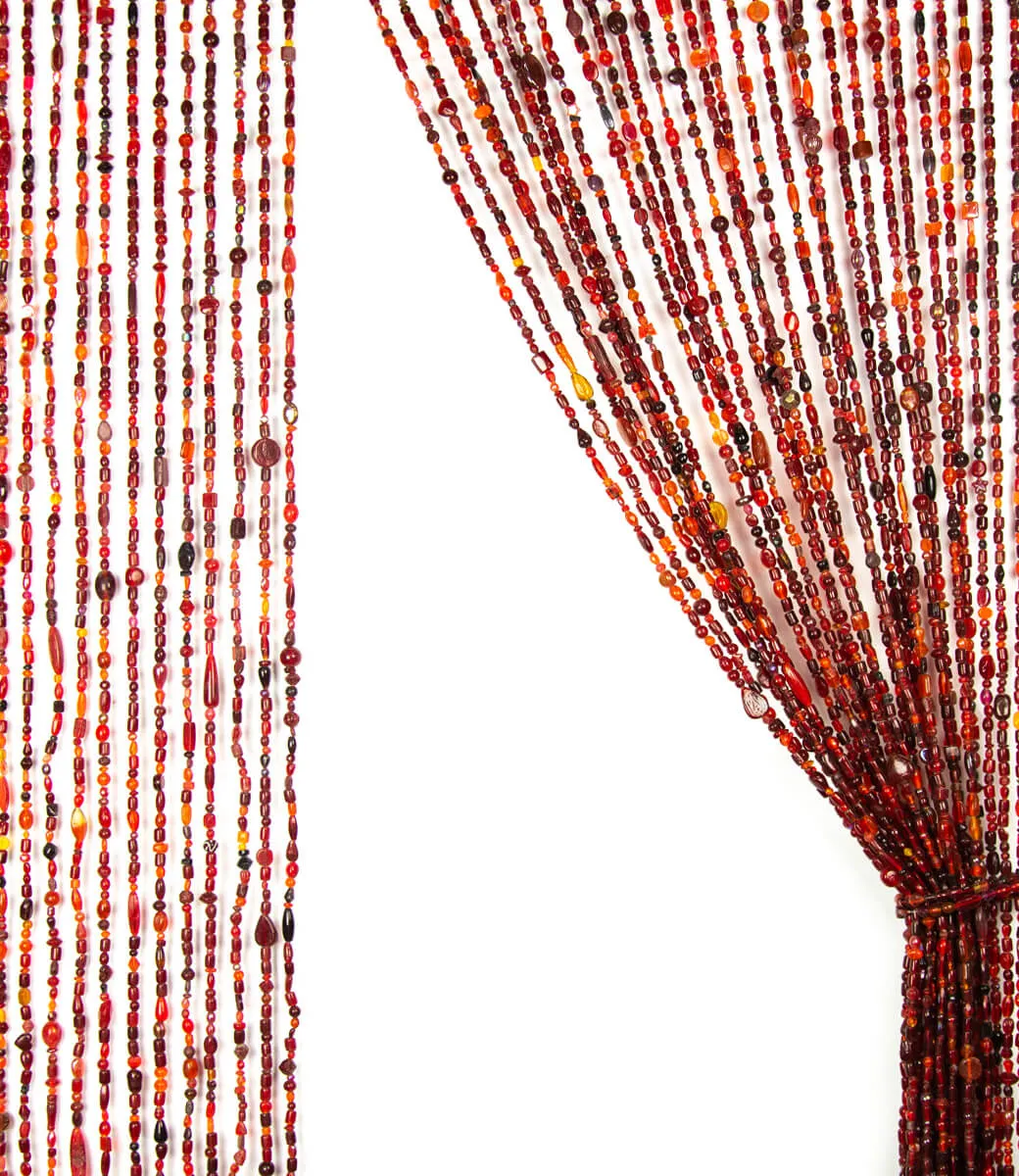 Klarer Glasperlenvorhang in Rot-Orange