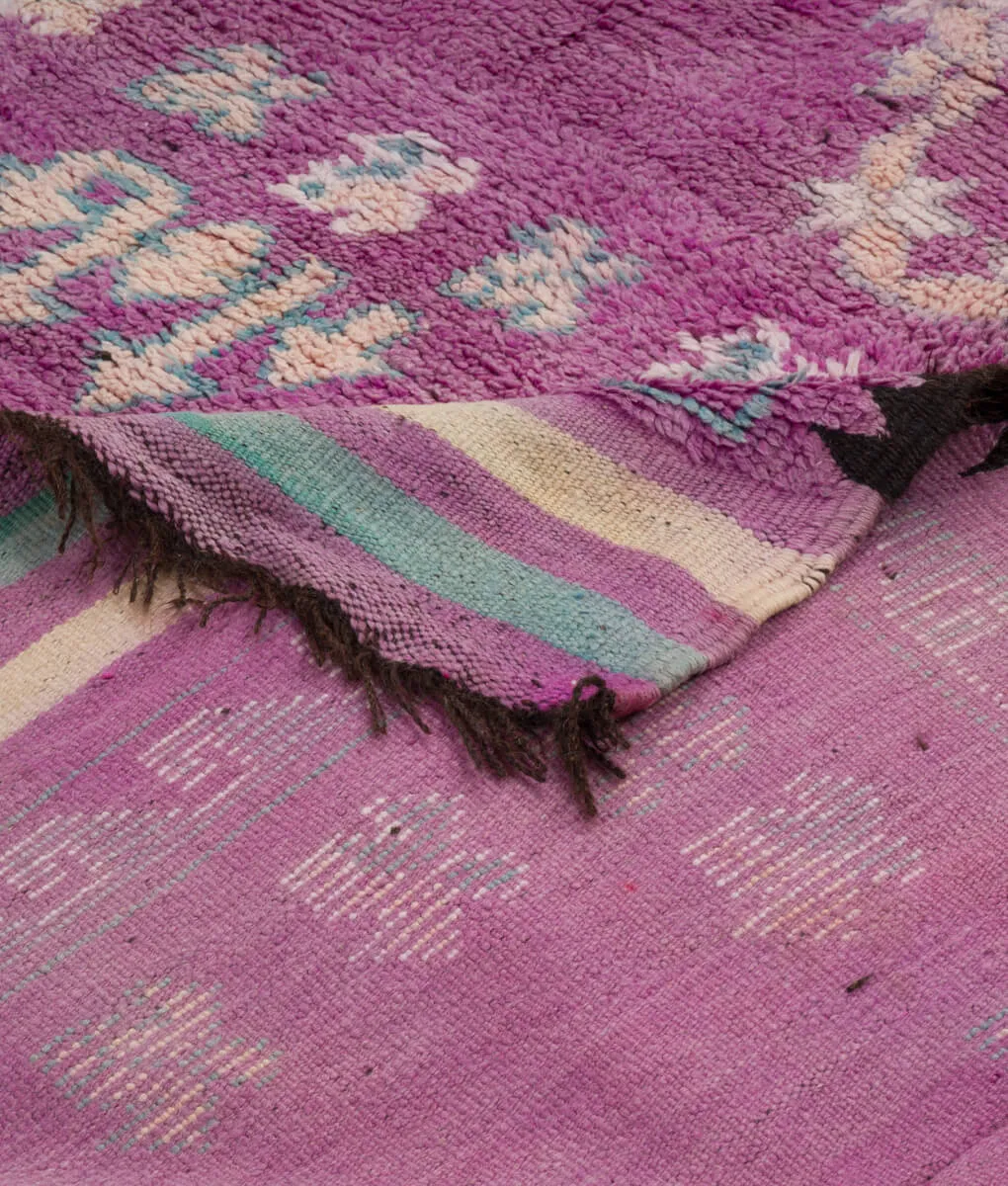 Marokkanischer Beni Mguild-Teppich Lila Türkis – 190 x 400 cm