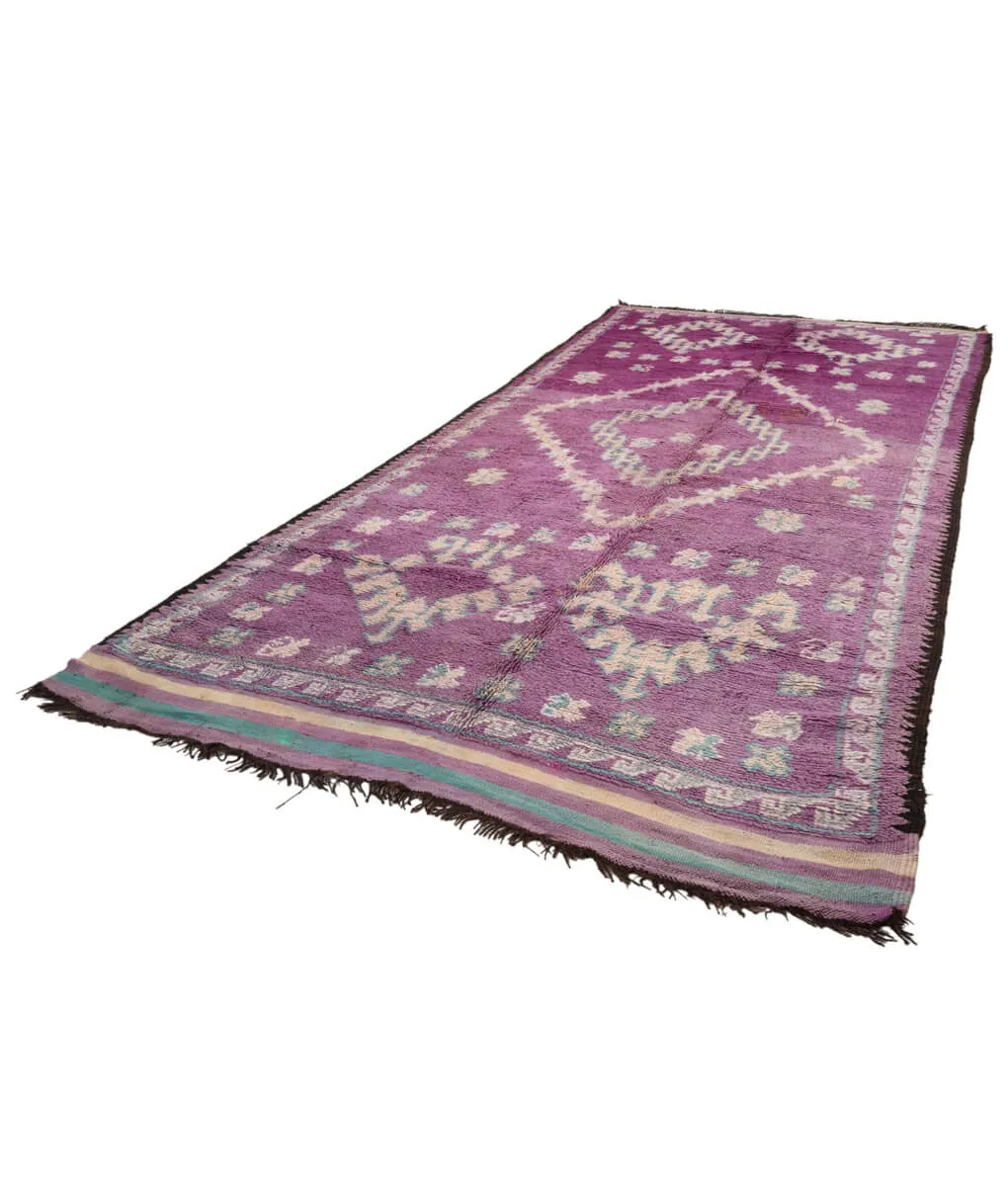 Marokkanischer Beni Mguild-Teppich Lila Türkis – 190 x 400 cm