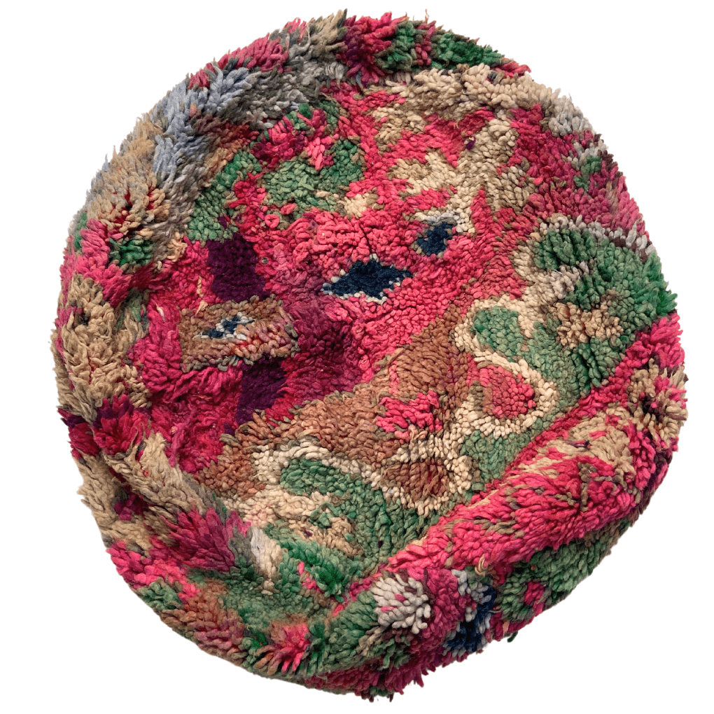 Marokkanischer runder Pouf in Multicolor