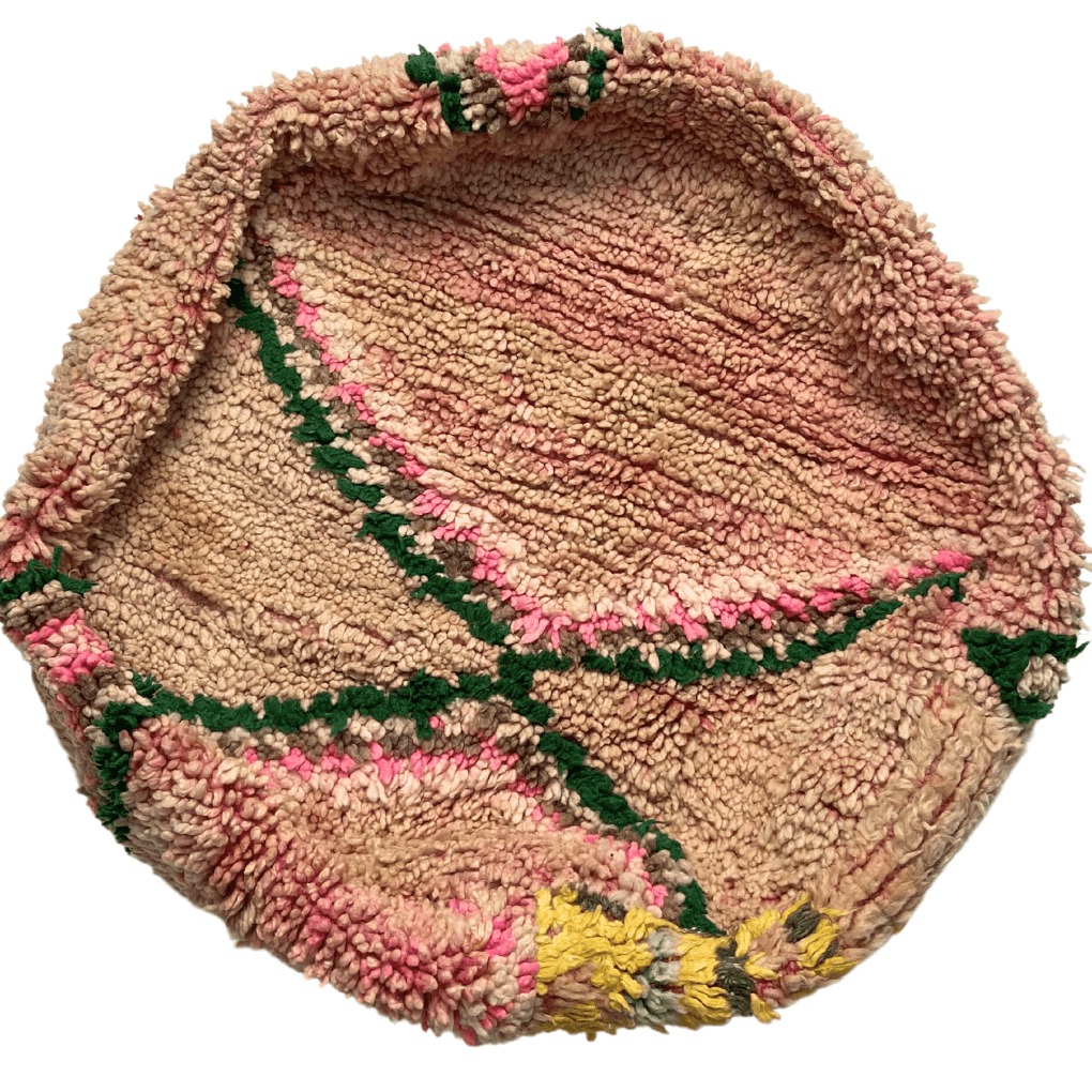 Marokkanischer runder Pouf in Pastellfarben