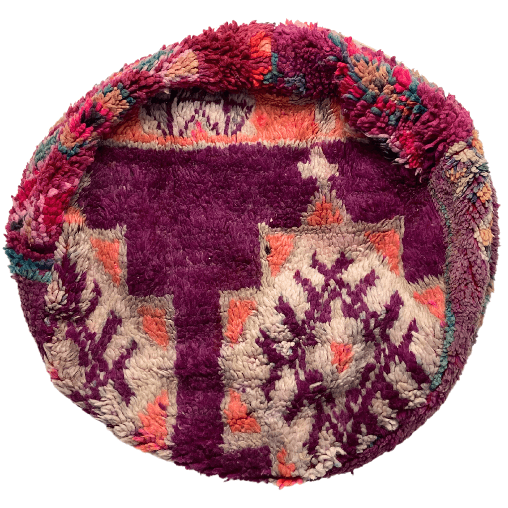 Marokkanischer runder Pouf in Lila