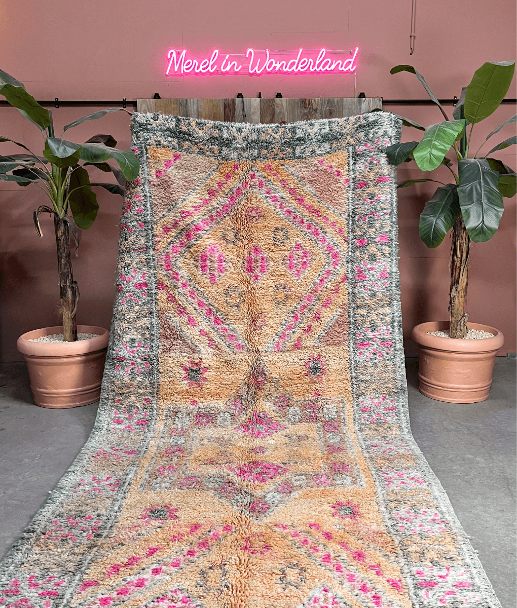 Marokkanischer Beni Mguild-Teppich Beige – 422x 182 cm