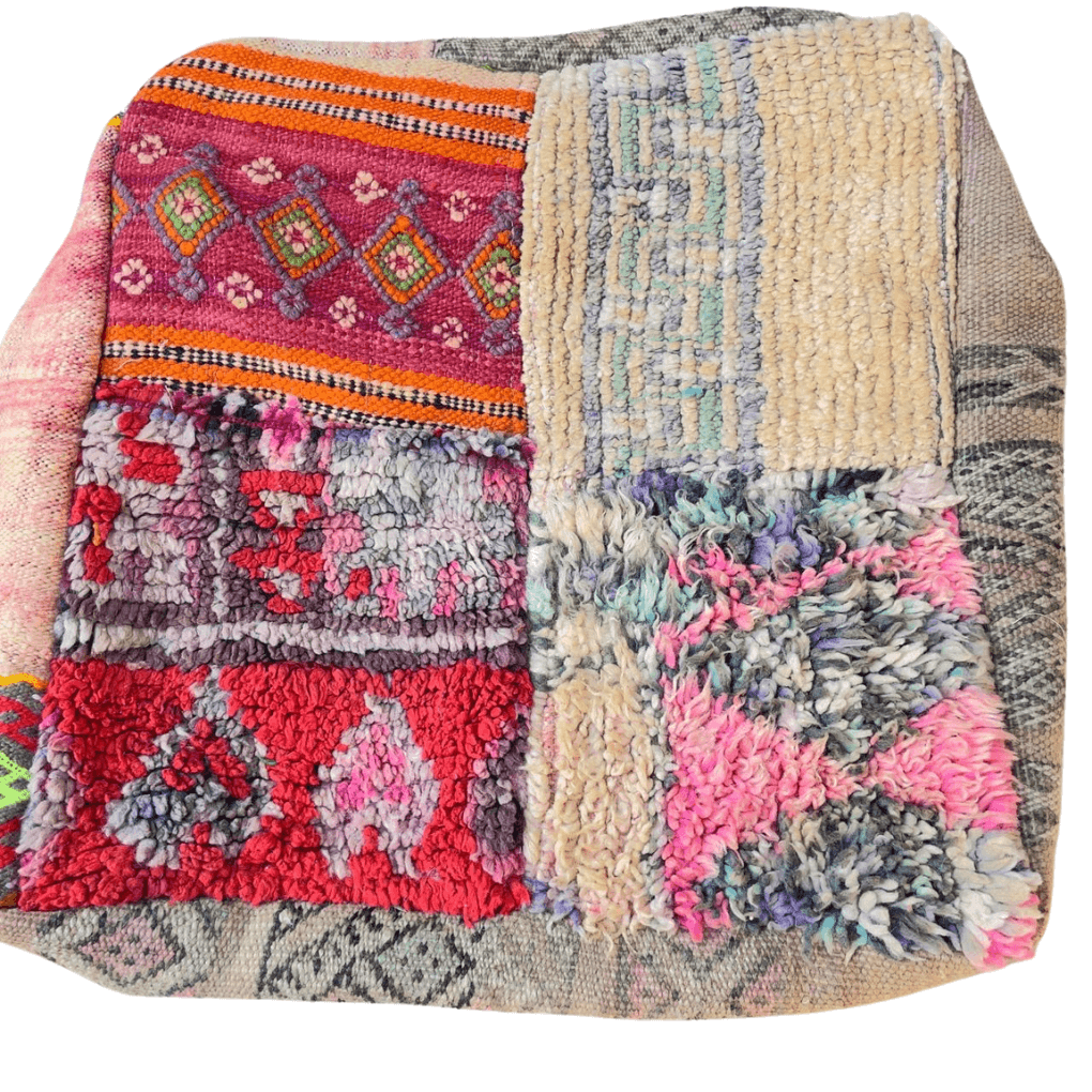 Marokkanischer Pouf mit Blumenmuster