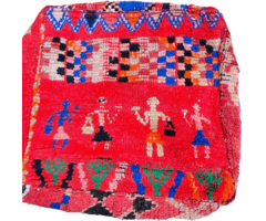 Marokkanischer Pouf im Berber-Stil in Rosa