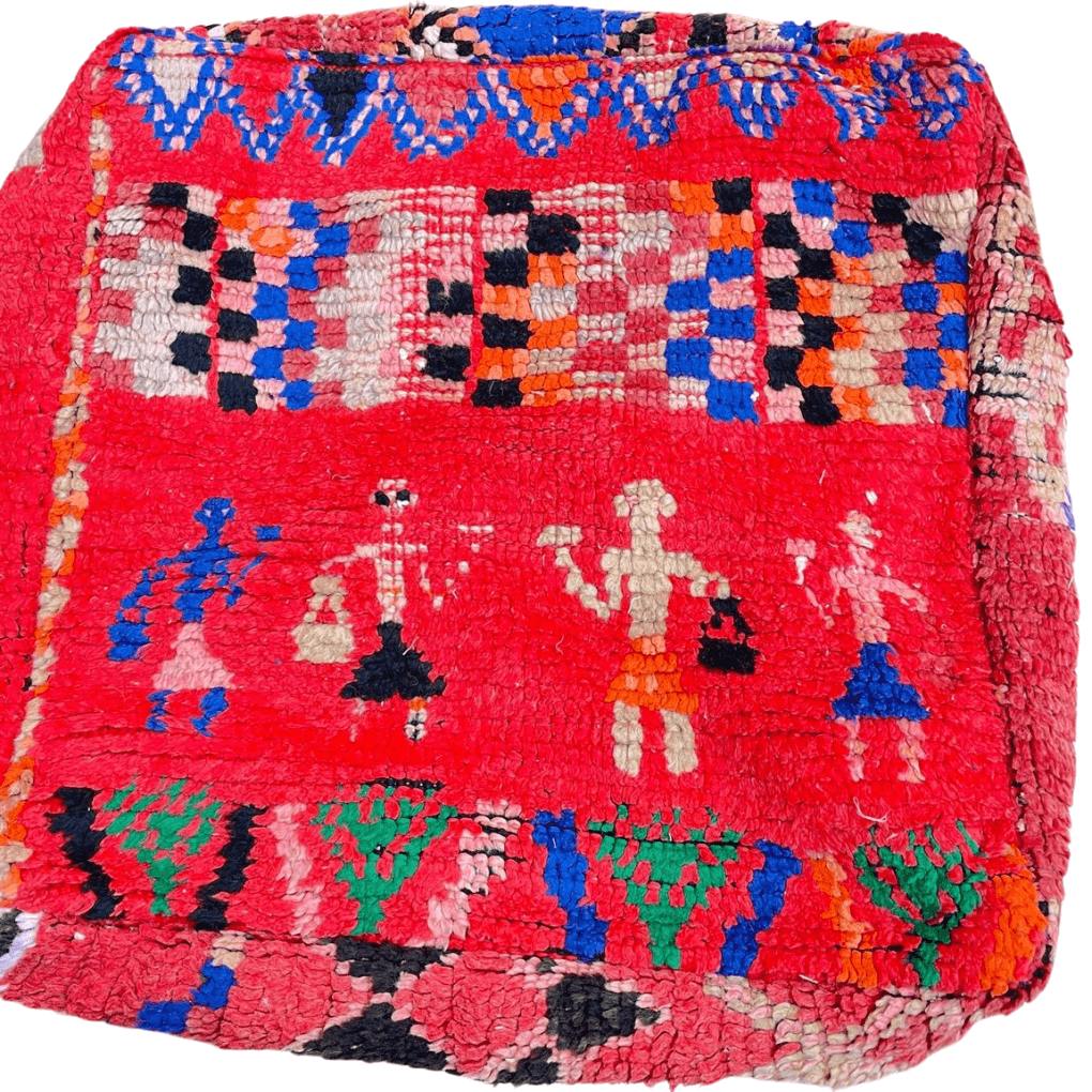 Marokkanischer Pouf im Berber-Stil in Rosa