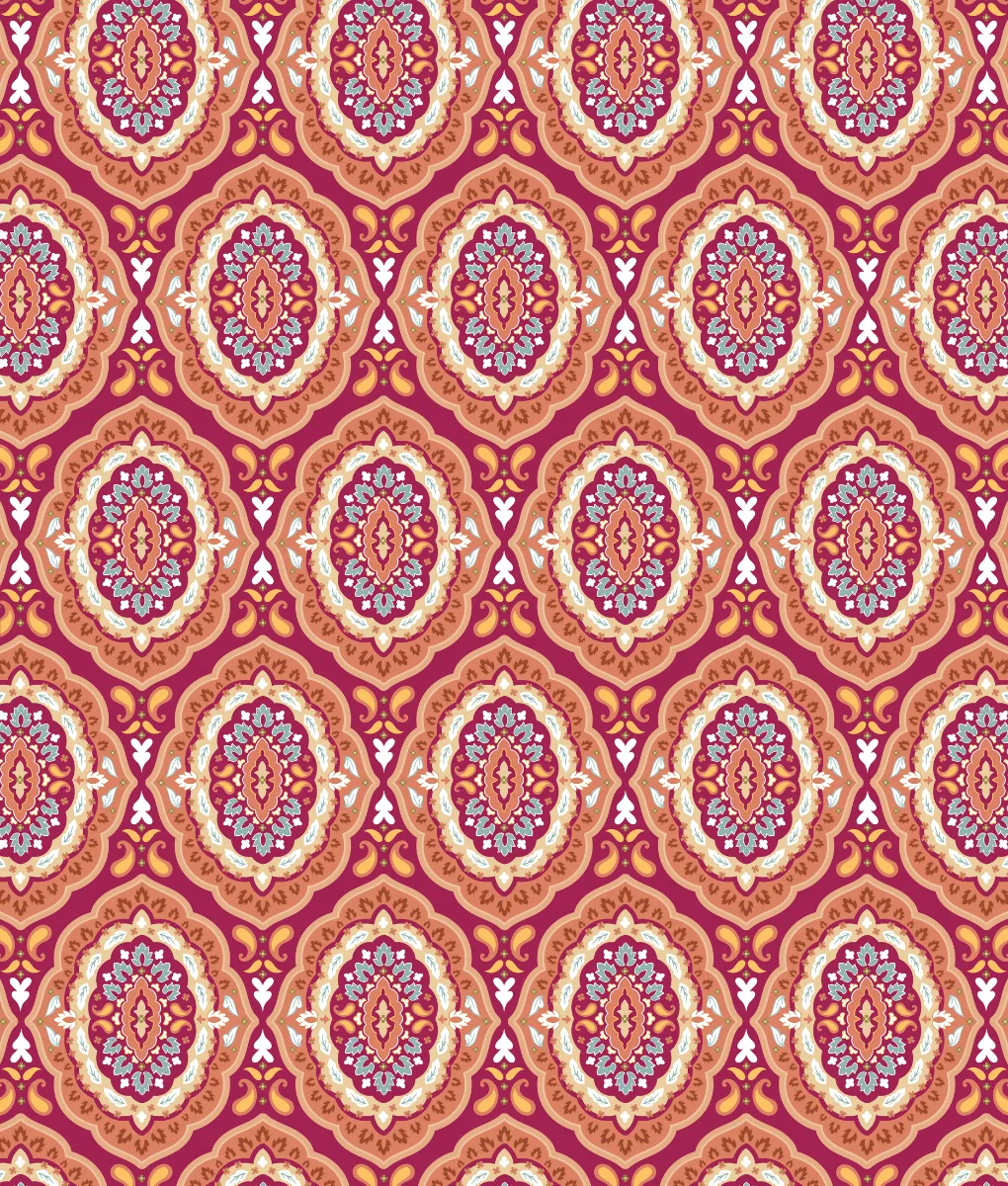 Maßgefertigte Fußmatte/Läufermatte – Medaillon bordeaux