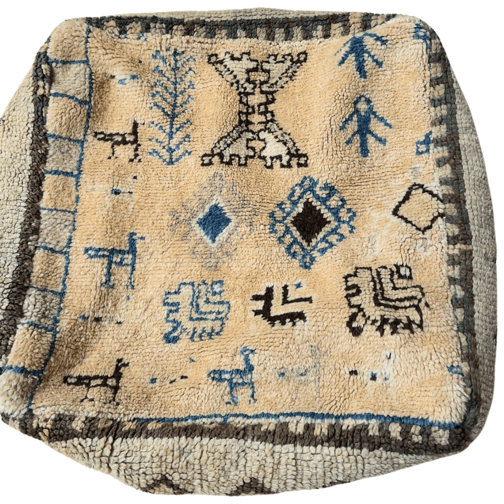 Marokkanischer Pouf in Pastellorange