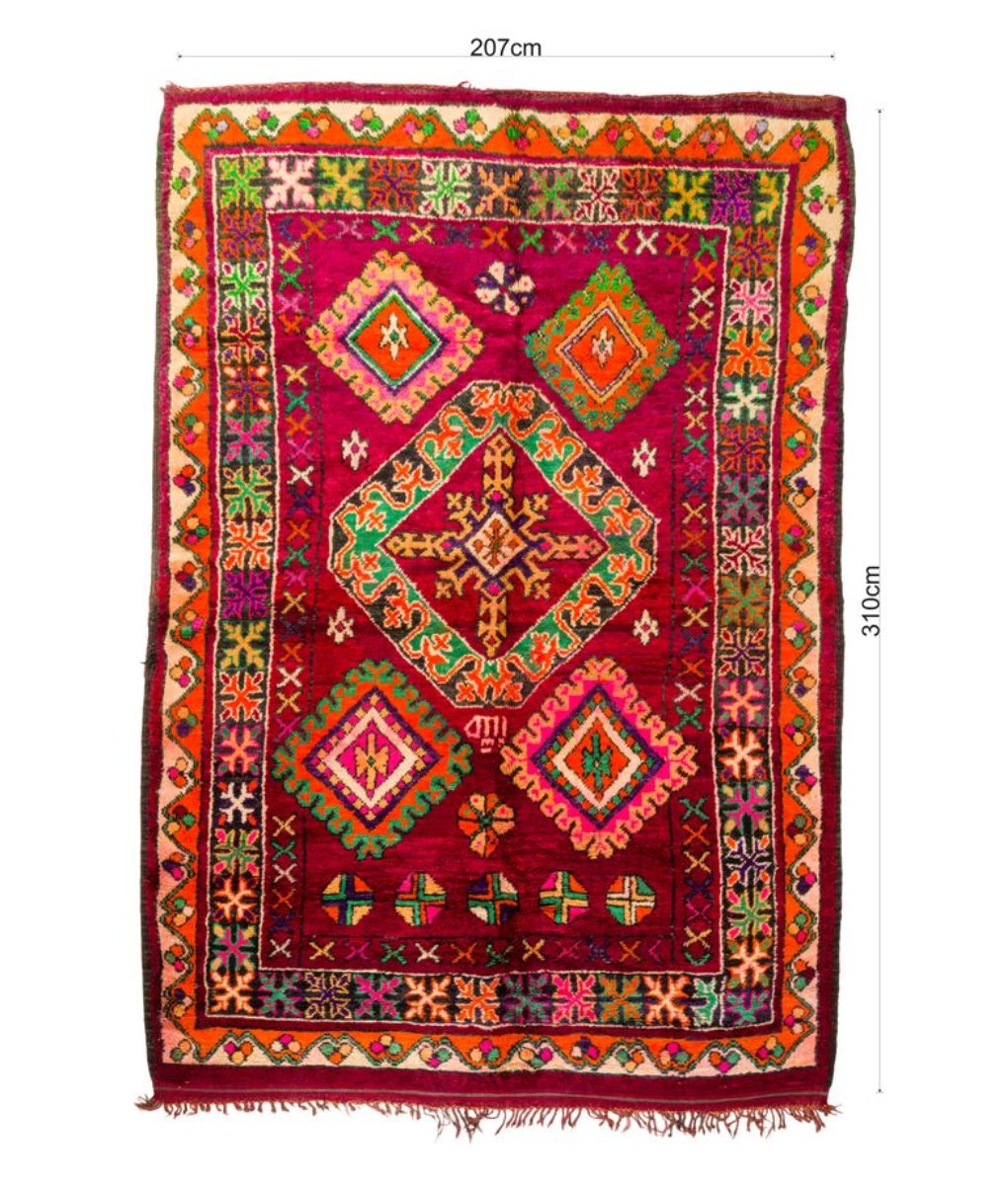 Marokkanischer Beni Mguild Teppich in Rot 207x310cm