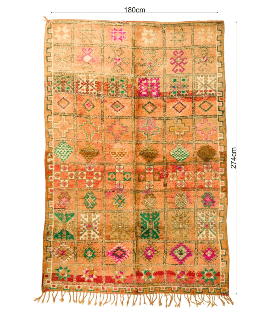 Marokkanischer Beni Mguild-Teppich Peach –180x274cm