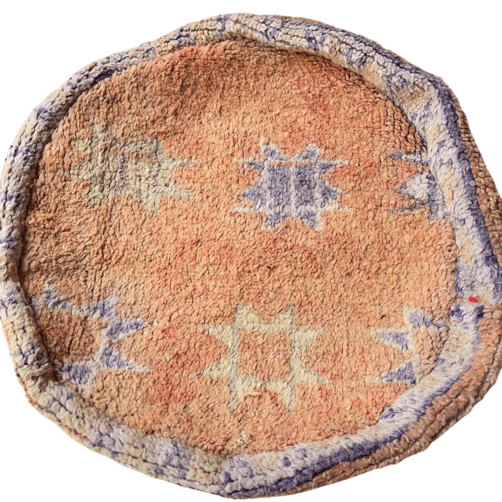 Marokkanischer runder Pouf mit Blumenmuster