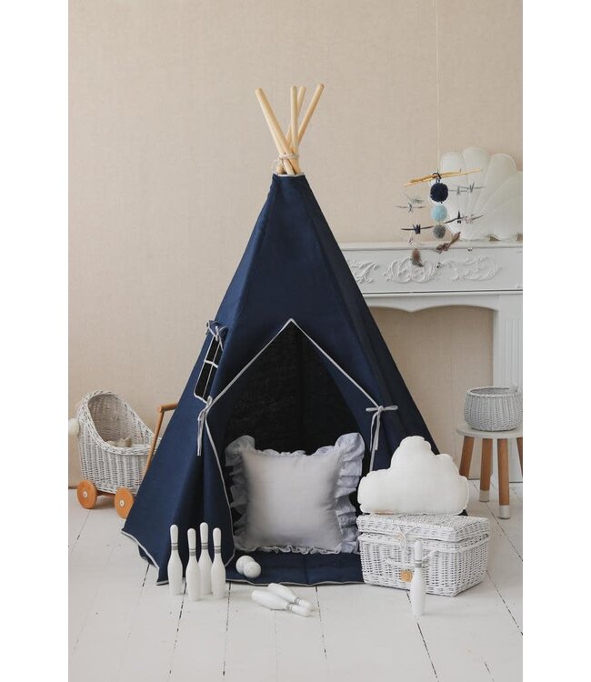Moi Mili - Navy blue linnen teepee and mat set