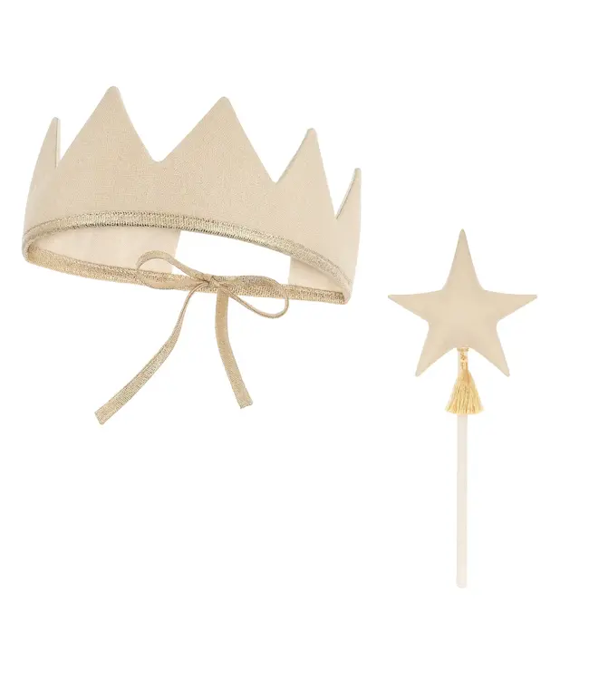 Moi Mili - Beige fairy tale crown and wand magic set