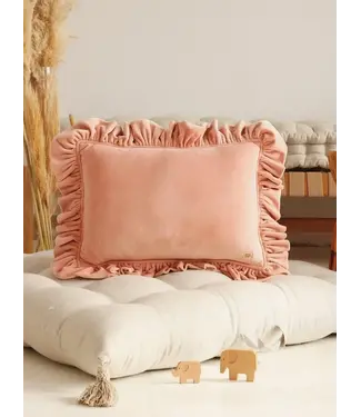 Moi Mili Moi Mili - Soft velvet cushion with frill apricot