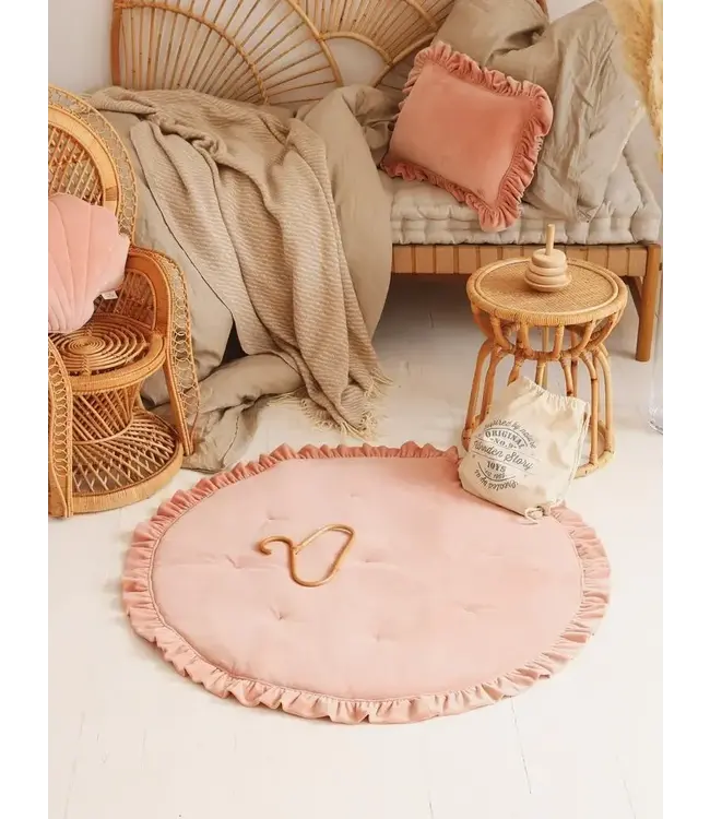 Moi Mili - Soft velvet mat with frill apricot