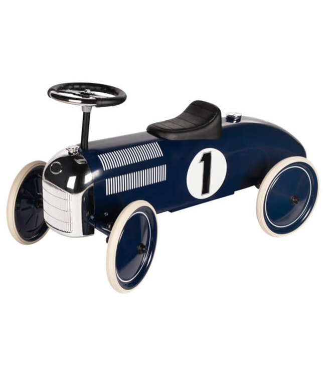 Goki - Loopauto: MARINEBLAUW N°1  73,5x35x40cm, in metaal en kunststof, 1+