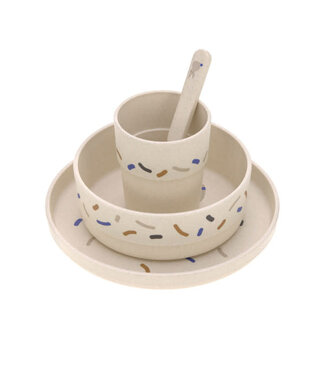 Lassig Lassig - Dish Set PP/Cellulose Little Mateys royal blue, (Plate, Bowl, Mug, Spoon)