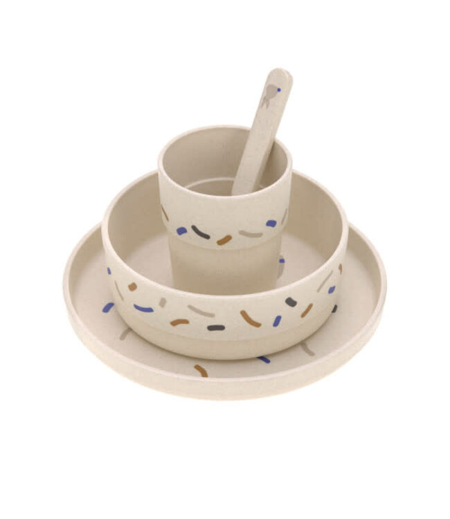 Lassig - Dish Set PP/Cellulose Little Mateys royal blue, (Plate, Bowl, Mug, Spoon)