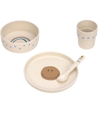 Lassig Lassig - Dish Set PP/Cellulose Happy Rascals Smile sky blue, (Plate, Bowl, Mug, Spoon)