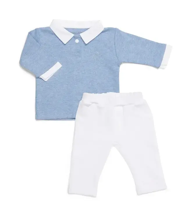 Poetree Kids Poetree Kids - Baby Set Denim Blue Shirt & White Pants