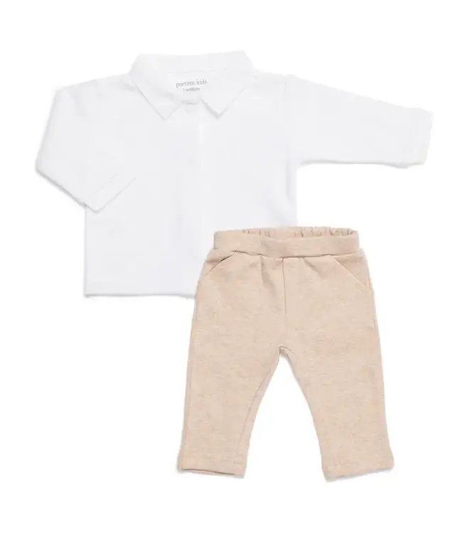 Poetree Kids - Baby Set wit Shirt & camel broekje