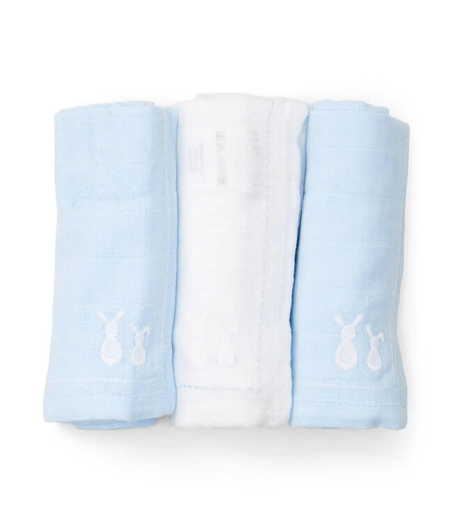 Poetree kids - Tetra doekjes licht blauw/wit/licht blauw - 60x60cm (3-pack)