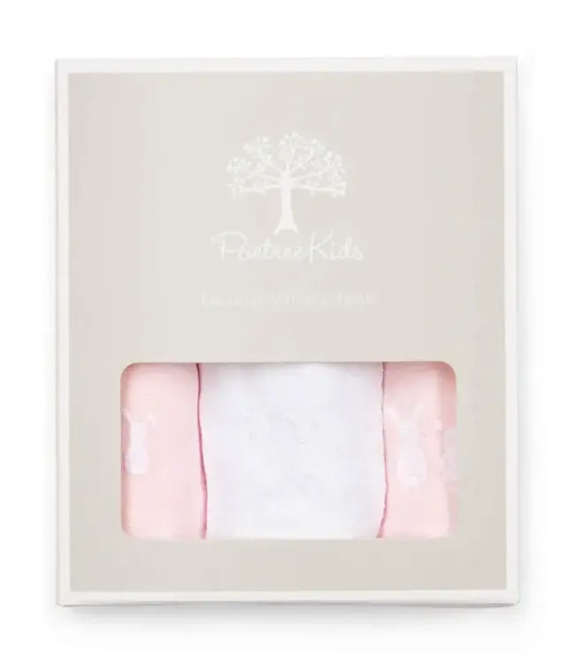 Poetree kids - Tetra doekjes licht roze/wit/licht roze - 60x60cm (3-pack)