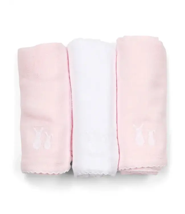 Poetree kids - Tetra doekjes licht roze/wit/licht roze - 60x60cm (3-pack)